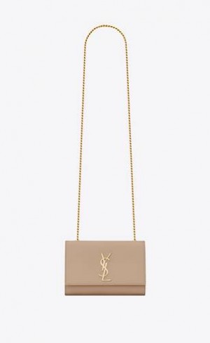 YSL Kate Small In Grain De Poudre Embossed Piele Bej Inchis | Romania_YSL73884