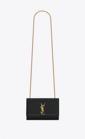YSL Kate Small In Shiny Grained Piele Negrii | Romania_YSL11883