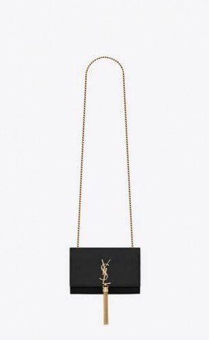 YSL Kate Small Tassel In Grain De Poudre Embossed Piele Negrii | Romania_YSL59917
