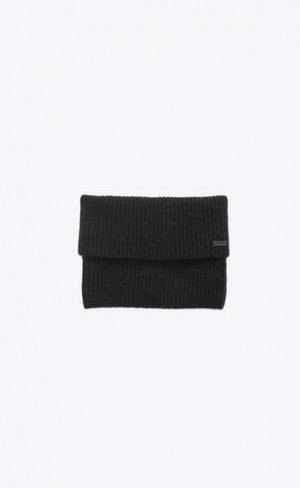YSL Knit Folded Collar In Alpaca And Lână Negrii | Romania_YSL35123