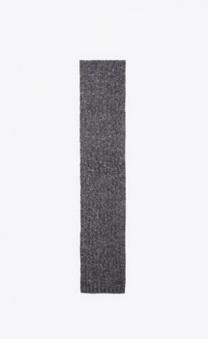 YSL Knit Signature Scarf In Lână And Mohair Gri Inchis | Romania_YSL46014
