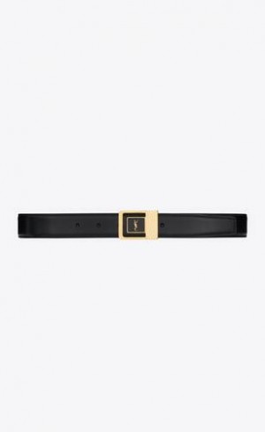 YSL La 66 Cu Catarama Lacquered Piele Negrii | Romania_YSL10596