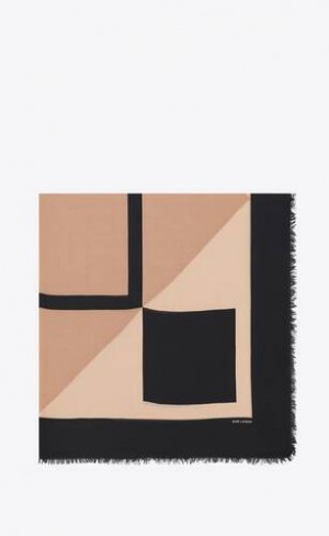 YSL Large Square Scarf In Modal And Cashmere Colorati | Romania_YSL16422