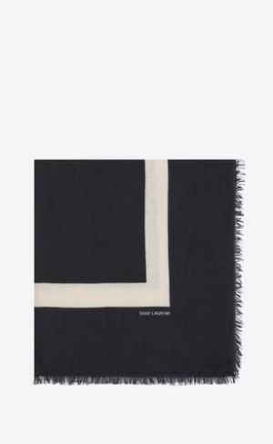YSL Large Square Scarf In Modal And Cashmere Maro Negrii | Romania_YSL74134