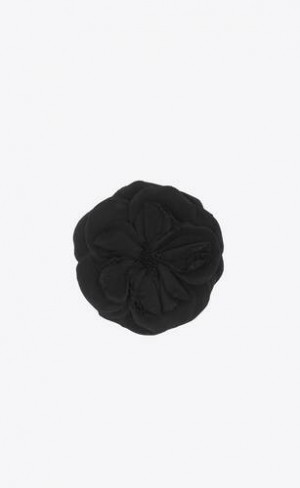 YSL Large Wild Flower Brooch In Jersey Negrii | Romania_YSL15133