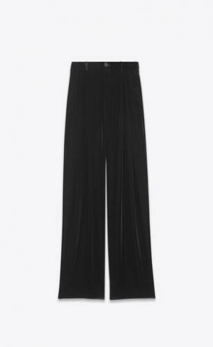 YSL Largi-leg Silk Velvet Negrii | Romania_YSL28819