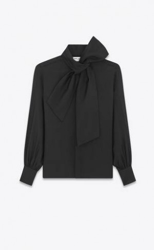 YSL LavallièRe-neck Blouse In Faille Negrii | Romania_YSL52981