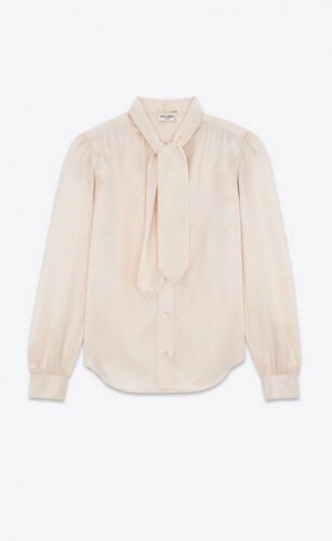 YSL LavallièRe-neck Blouse In Silk Satin Albi | Romania_YSL73404