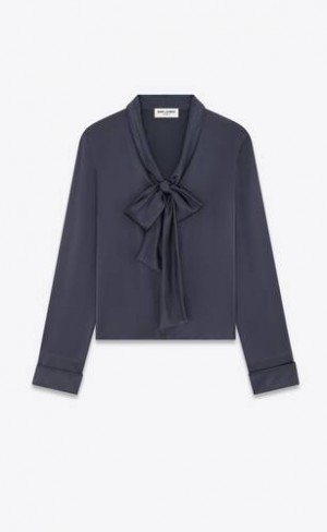 YSL LavallièRe-neck Silk Satin Negrii | Romania_YSL29820
