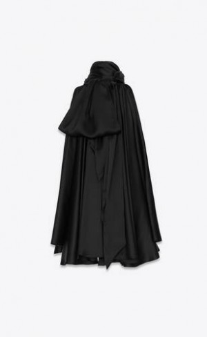 YSL LavallièRe-neck Top In Silk Satin Negrii | Romania_YSL78417