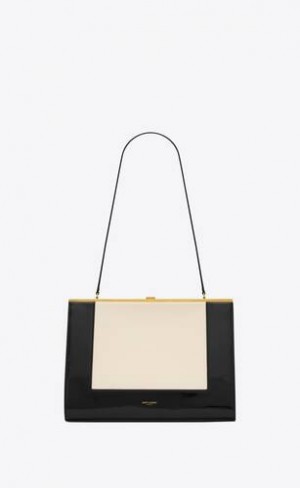 YSL Le Anne-marie In Nappa And Brushed Piele Albi Negrii | Romania_YSL52151