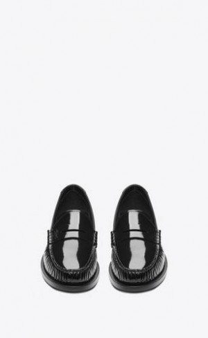 YSL Le Loafer Penny Slippers In Lacuita Piele Negrii | Romania_YSL38107