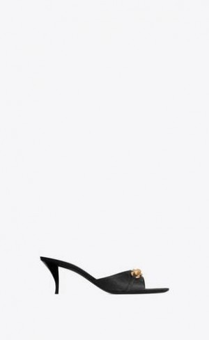 YSL Le Maillon Mules In Cassandre Jacquard Negrii | Romania_YSL96841
