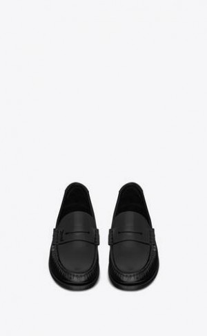 YSL Le Penny Slippers In Glazed Piele Negrii | Romania_YSL92587