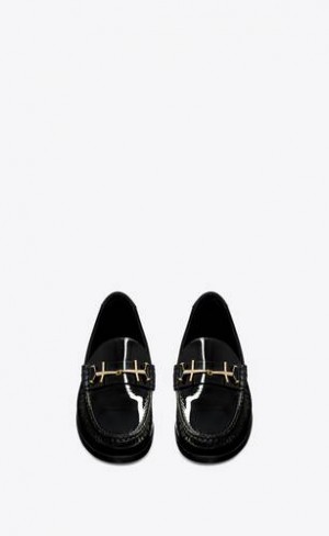 YSL Le Penny Slippers In Lacuita Piele Negrii | Romania_YSL47368