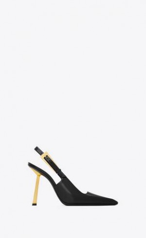 YSL Lee Slingback Pumps In Glazed Piele Negrii | Romania_YSL13106