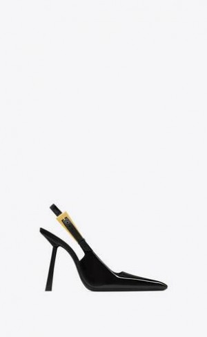 YSL Lee Slingback Pumps In Lacuita Piele Negrii | Romania_YSL74106