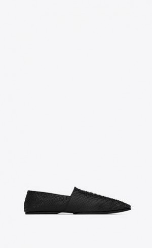 YSL Leon Slippers In Python Negrii | Romania_YSL36815
