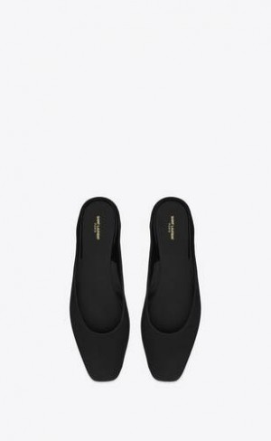YSL Lido Slip-ons In Satin Crepe Negrii | Romania_YSL99645