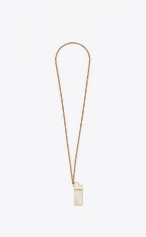 YSL Lighter Holder Necklace In Brass And Buffalo Horn Maro Deschis Albi | Romania_YSL77544