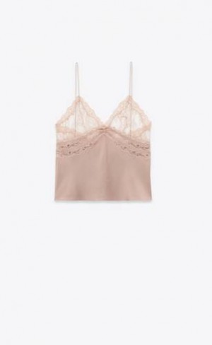 YSL Lingerie Top In Silk Satin Crepe Roz | Romania_YSL25333