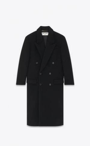 YSL Long Coat In Lână Negrii | Romania_YSL34965