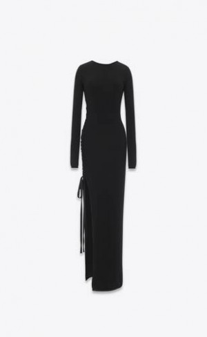 YSL Long Dantela-up Lână Negrii | Romania_YSL30551