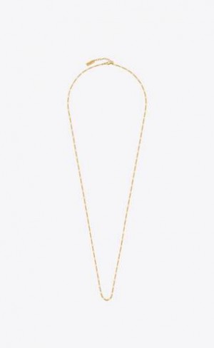YSL Long Parallel Figaro Chain Necklace In Metal Aurii | Romania_YSL67267