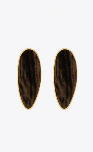 YSL Long Pebble Earrings In Velvet And Metal Maro Aurii | Romania_YSL22259