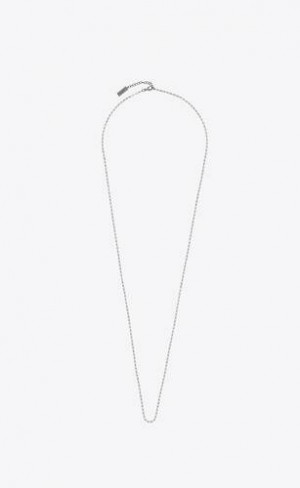 YSL Long Rectangular Chain Necklace In Metal Argintii | Romania_YSL74879
