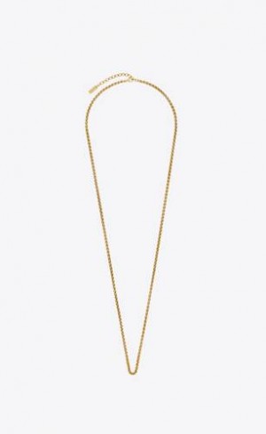 YSL Long Wheat Chain Necklace In Metal Aurii | Romania_YSL89748