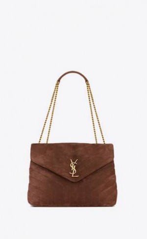 YSL Loulou Medium In Matlasat Piele Intoarsa Maro Cafe | Romania_YSL72334