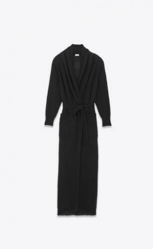 YSL Maxi Cardigan In Mohair Negrii | Romania_YSL87306