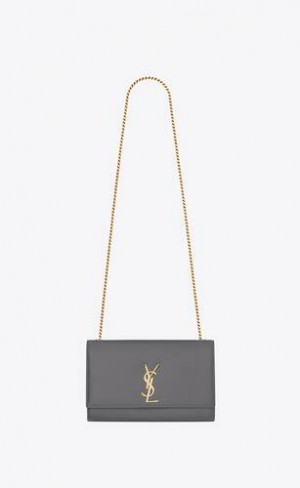 YSL Medium Kate In Grain De Poudre Embossed Piele Gri | Romania_YSL91316