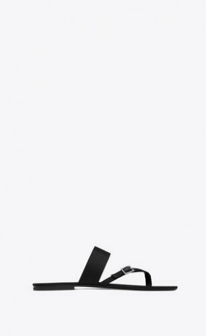YSL Milo Slides In Satin Crepe And Rhinestones Negrii | Romania_YSL19154