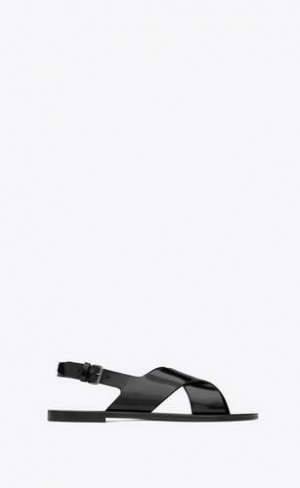 YSL Mojave Sandals In Glazed Piele Negrii | Romania_YSL78593