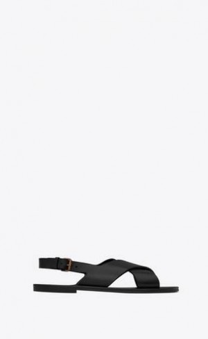 YSL Mojave Sandals In Smooth Piele Negrii | Romania_YSL78732