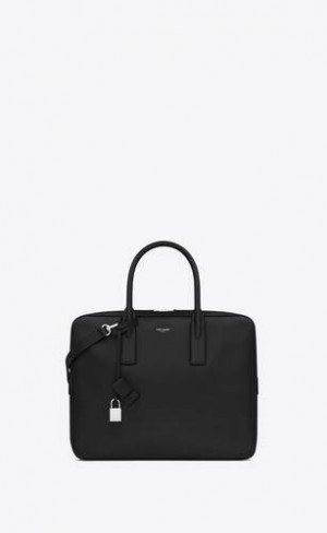 YSL Museum Small Plati Black Textured Piele Negrii | Romania_YSL49787