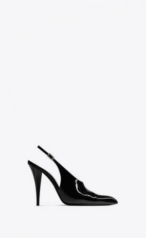 YSL Nico Slingback Pumps In Lacuita Piele Negrii | Romania_YSL28644