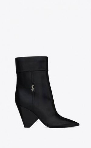 YSL Niki Booties In Smooth Piele Negrii | Romania_YSL21618