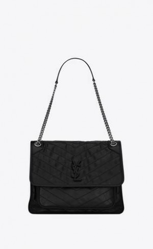 YSL Niki Large In Vintage Piele Negrii | Romania_YSL35525