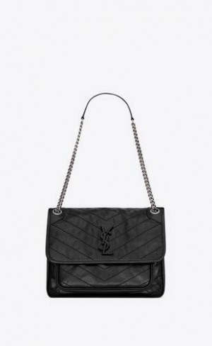 YSL Niki Medium In Vintage Piele Negrii | Romania_YSL86875