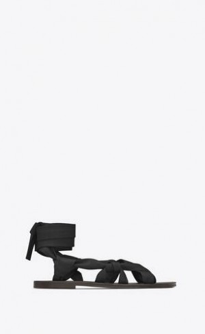 YSL Nolan Sandals In Smooth Piele Negrii | Romania_YSL99824