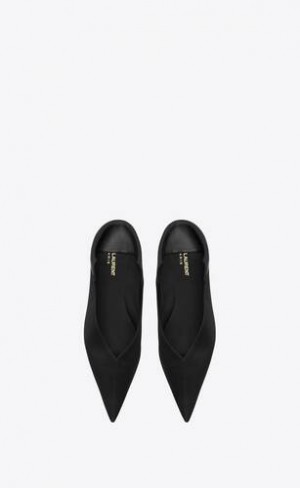 YSL Nour Slippers In Satin Negrii | Romania_YSL95433