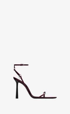 YSL Nova Sandals In Lacuita Piele Visinii Inchis | Romania_YSL71892