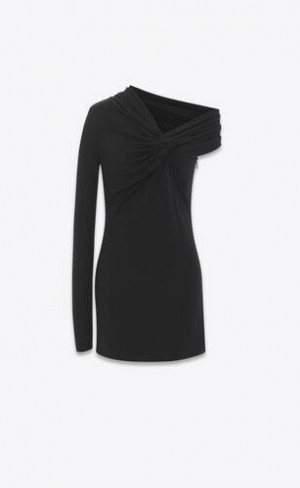 YSL One-shoulder Crepe Jersey Negrii | Romania_YSL95048