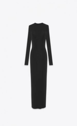 YSL Open-back Cashmere, Lână And Silk Negrii | Romania_YSL48064