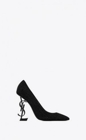YSL Opyum Pumps In Piele Intoarsa And Rhinestones Negrii | Romania_YSL64382