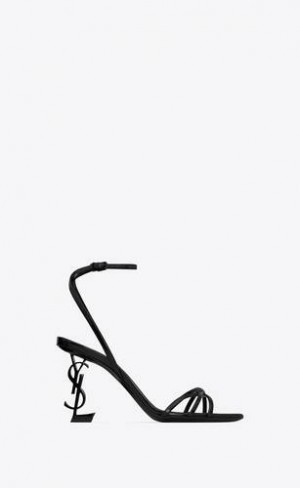 YSL Opyum Sandals In Glazed Piele Negrii | Romania_YSL96478