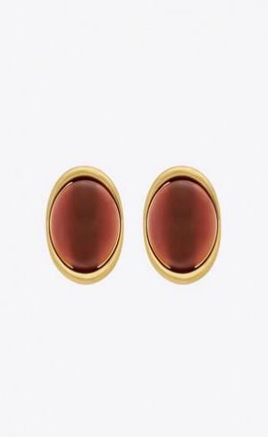 YSL Oval Cabochon Earrings In Carnelian And Metal Rosii Aurii | Romania_YSL65413